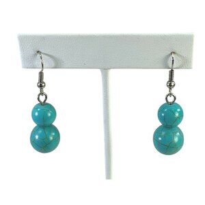 Vintage Faux Turquoise Beads Drop Dangle Earrings Pierced Beaded 48989 Aqua